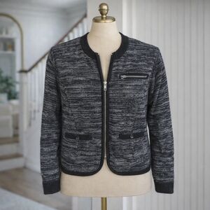 Rag & Bone Rosalie Chunky KnitnBlack Charcoal Zipper Sweater Jacket Small